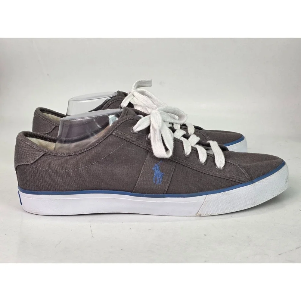 Polo Ralph Lauren Men's Sneakers Size 13‎ D Gray Canvas Clifton Lace Up Shoes